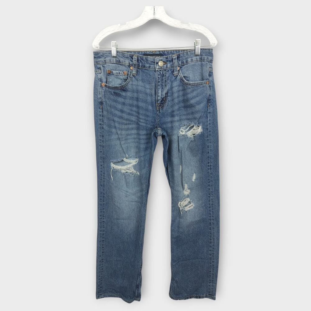 Womens Aeropostale Low Rise 90s Baggy Distressed Blue Jeans Size 6 - Picture 1 of 6